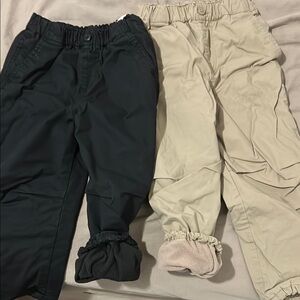 Kids Elastic Waist Pants - Black and Cream